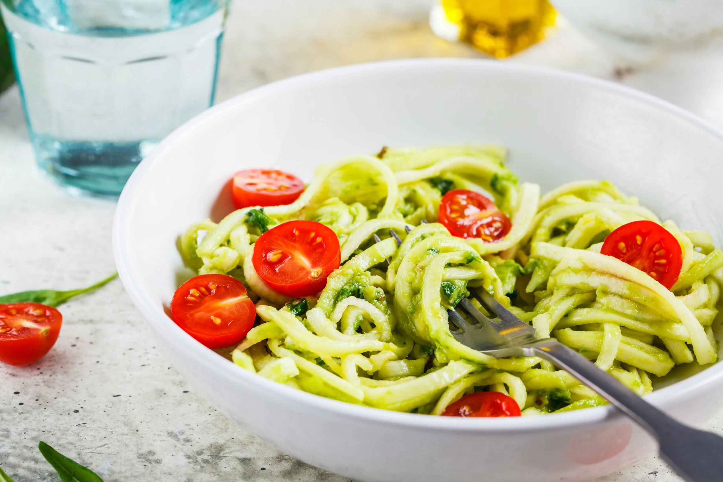 Avocado zucchini noodle salad