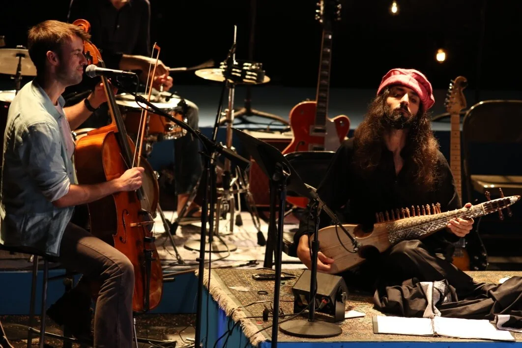 Johnny Walsh and Qais Essar during a workshop at Ice Factory, the New Ohio Theatre, 2017. Photo by Marina McClure.