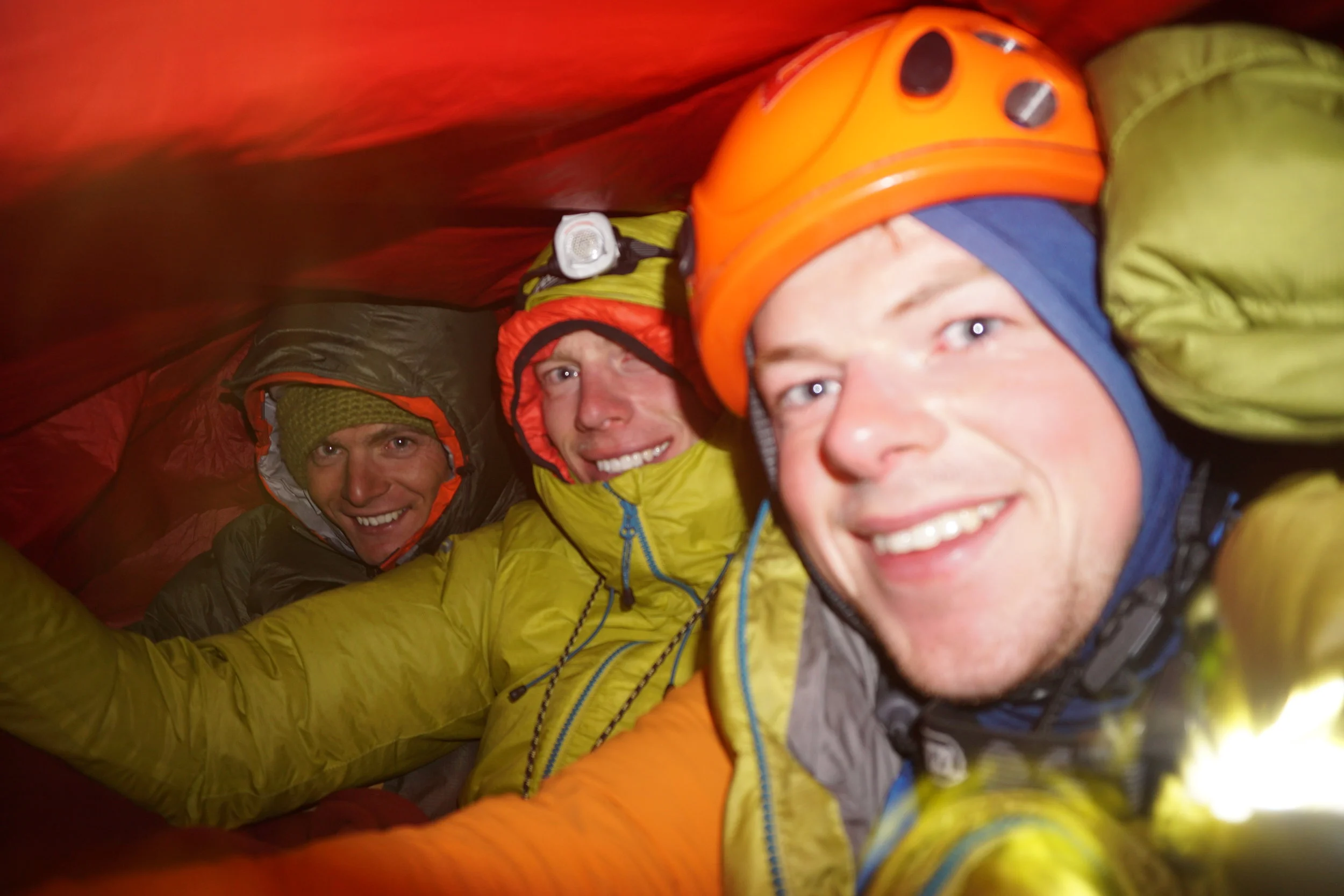 Shiver bivi at the top of the Grand Pilier d'Angle. Photo: Uisdean Hawthorn