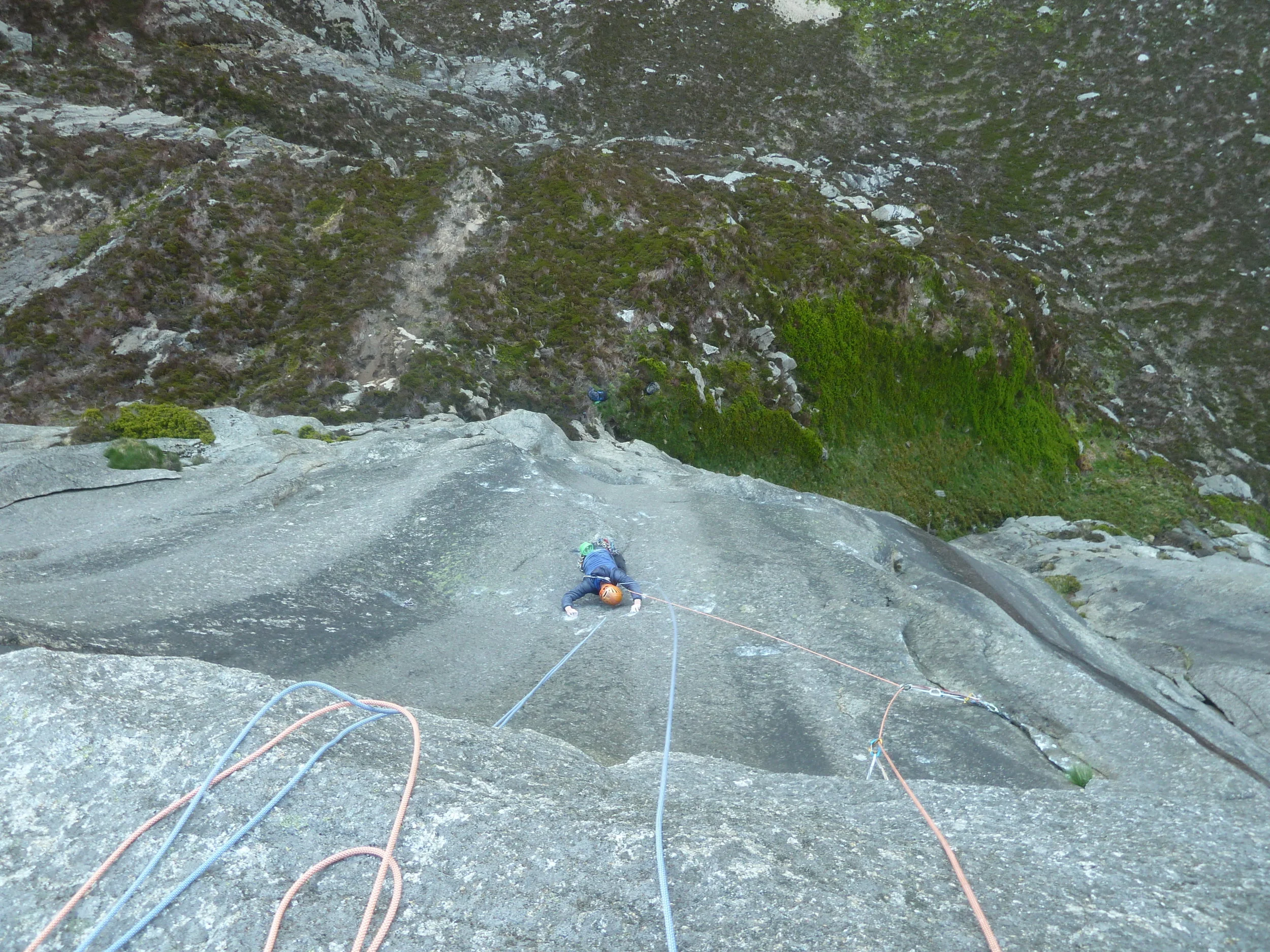 Dan McManus seconding the Pitch 2 of The Great Escape (E8 6c), Arran.