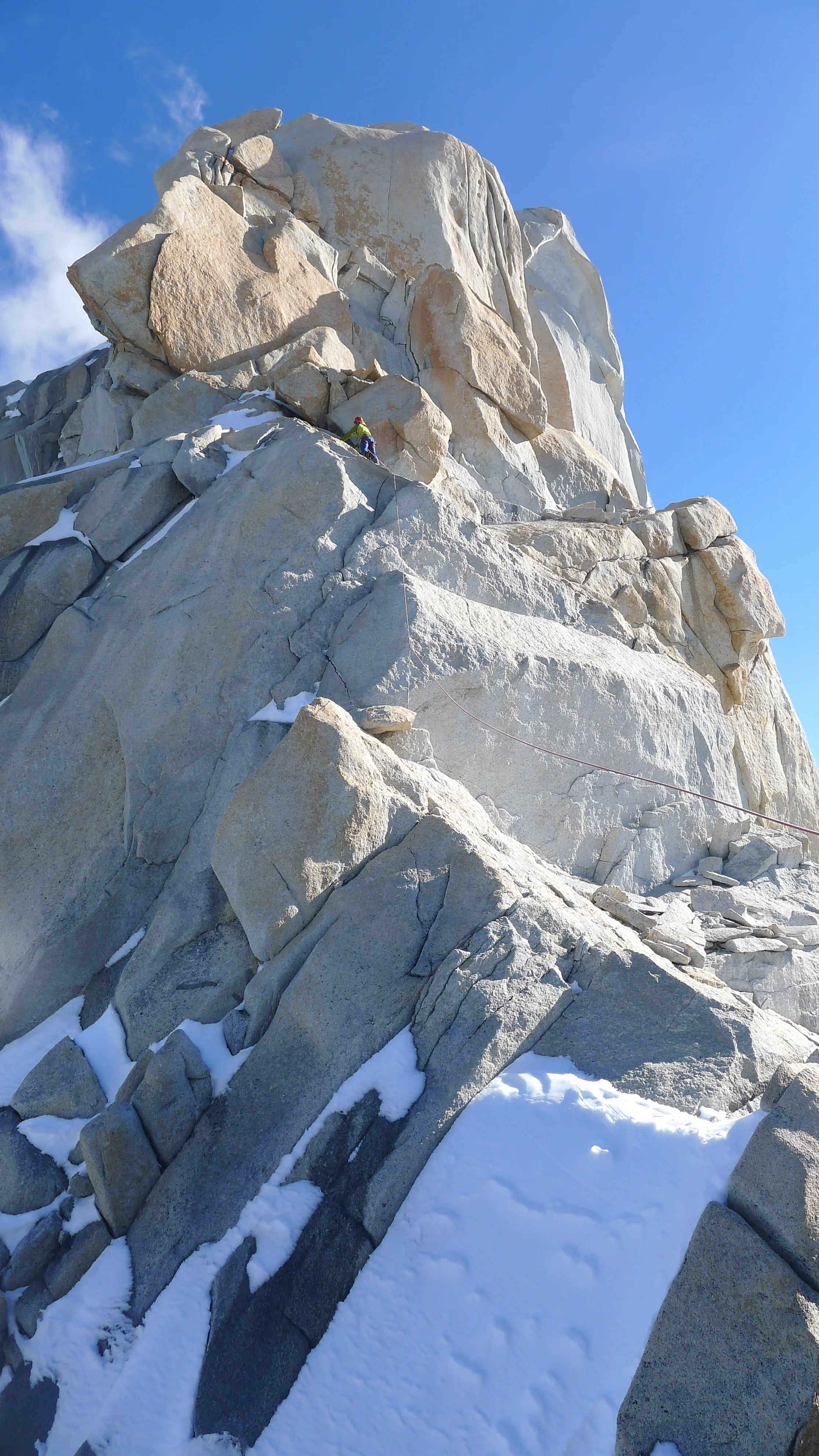 Climbing the last few pitches to the summit of Guillaumet. Photo: Tony Stone