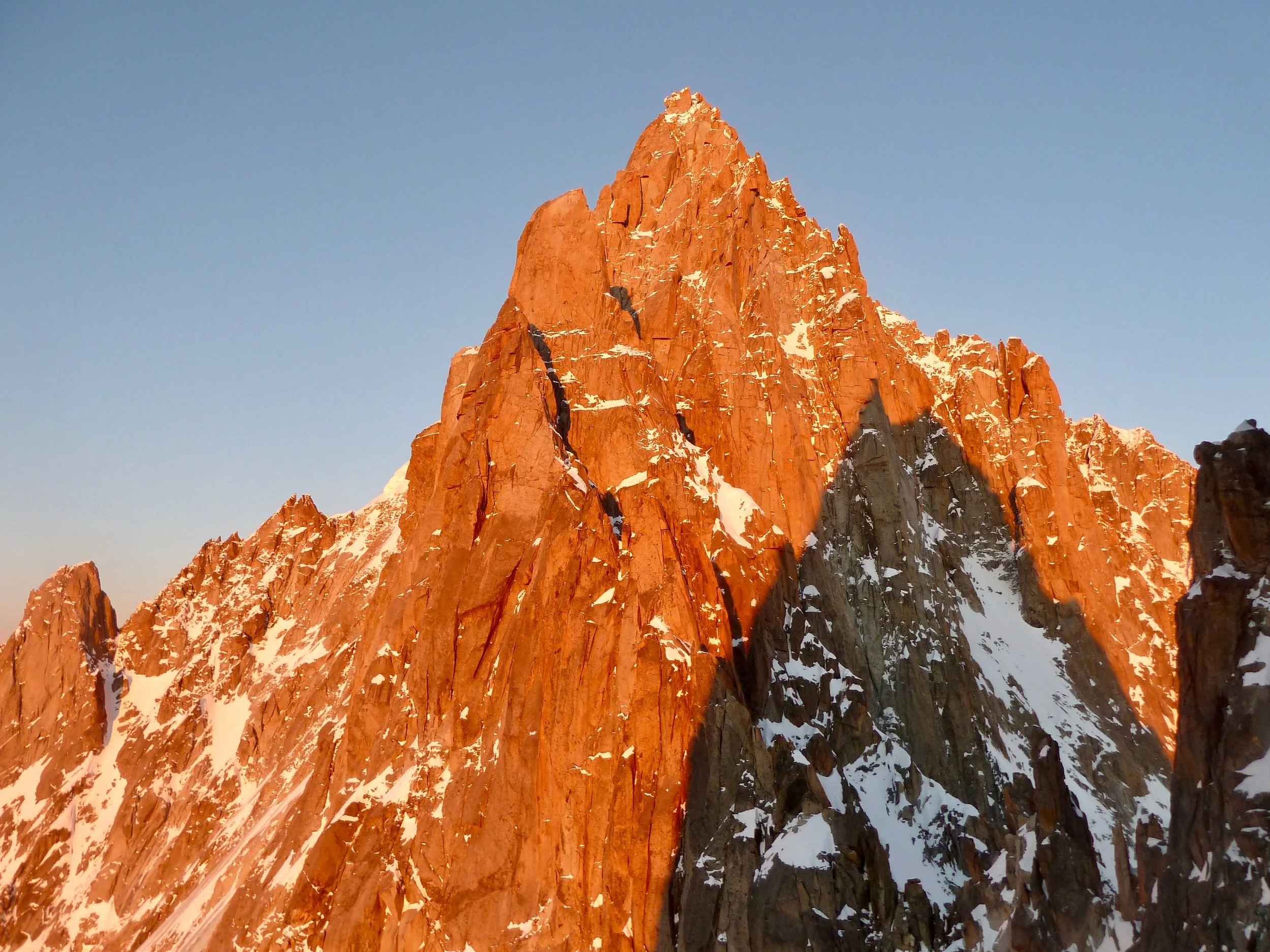 golden evening light on the aiguille sans nom