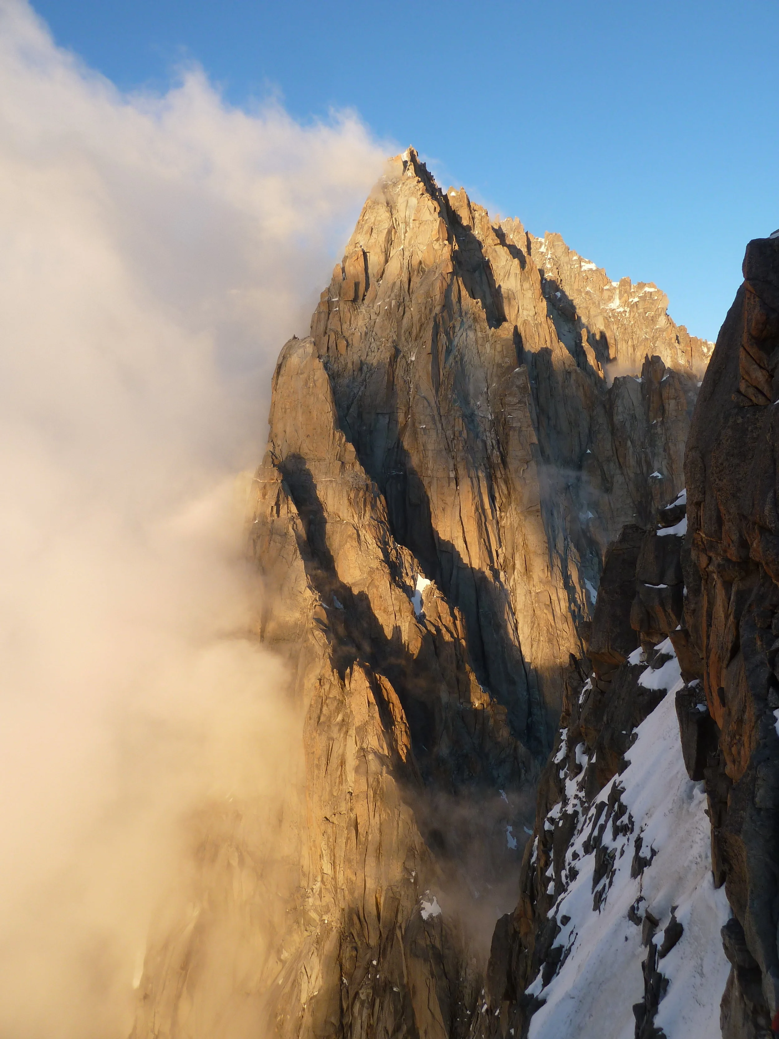aiguille sans nom in evening light. chamonix