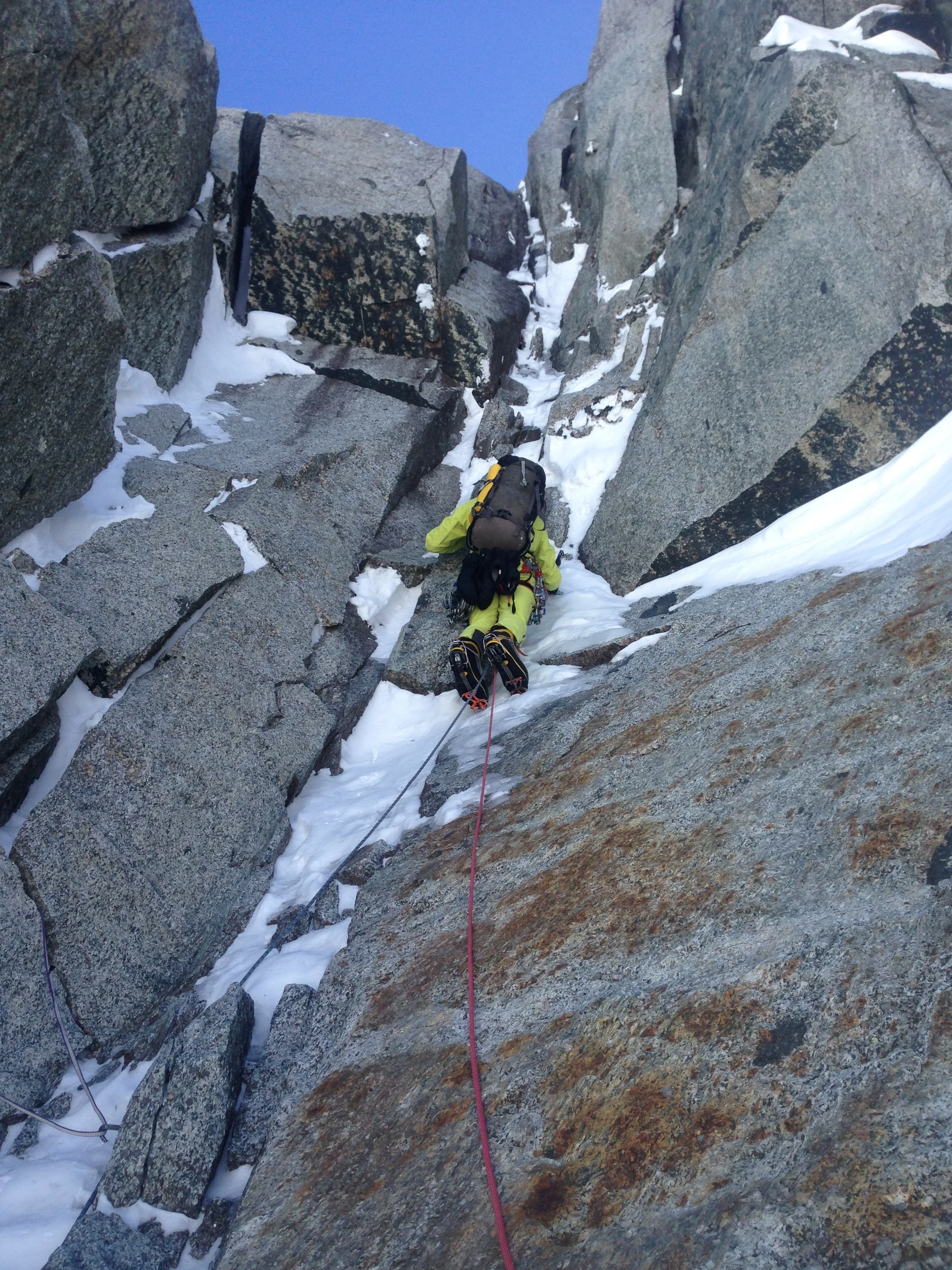 pierre allain/classic route, le dru, mont blanc massif. chamonix. photo: kim ladiges