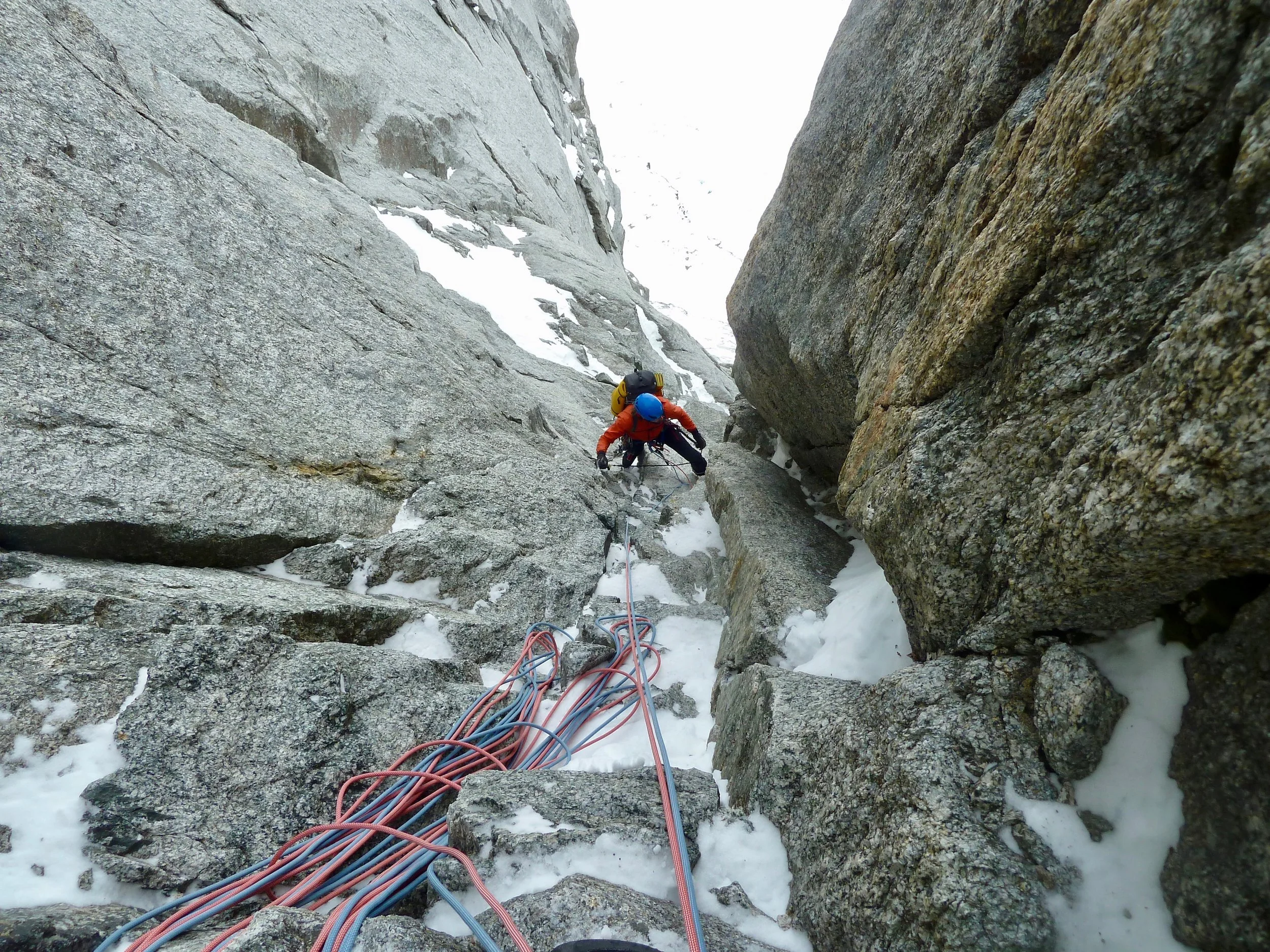 Kim Ladiges seconding a pitch on the Leseuer Route. This photo bares no real representation to the climbing!