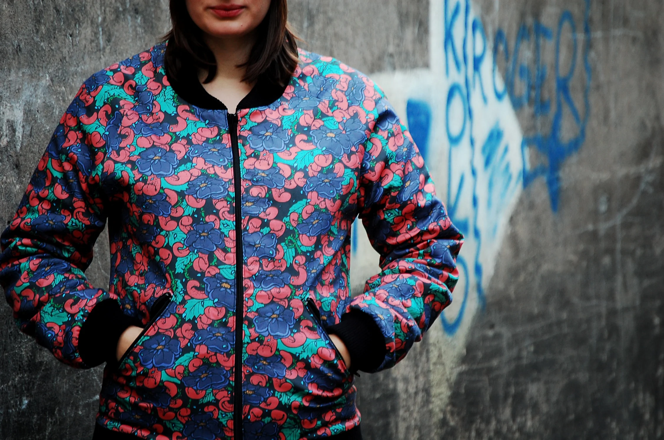 Flowers & Tongues bomber jacket