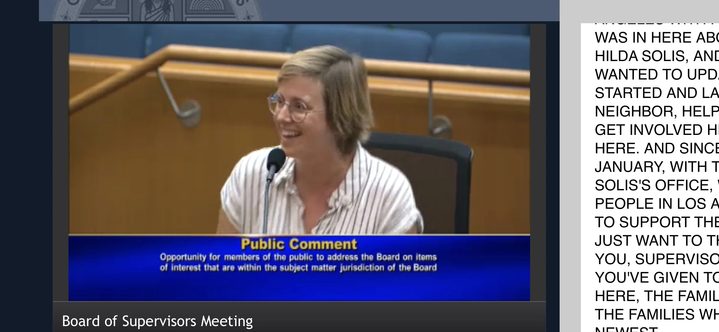 Welcome, Neighbor Presentation at LA County Board of Supervisors Meeting