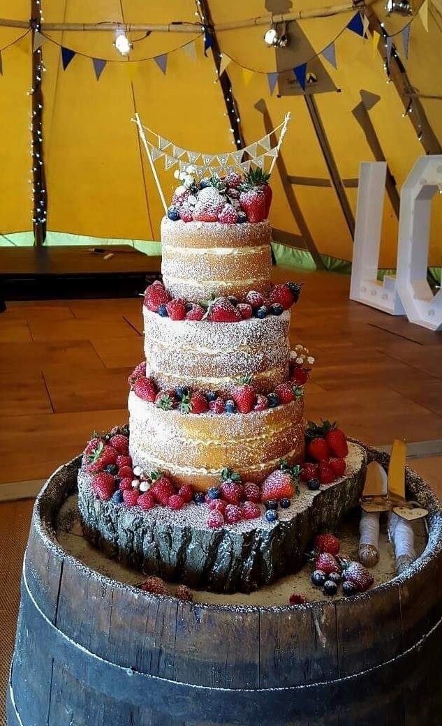 Semi Naked fruit wedding cake 