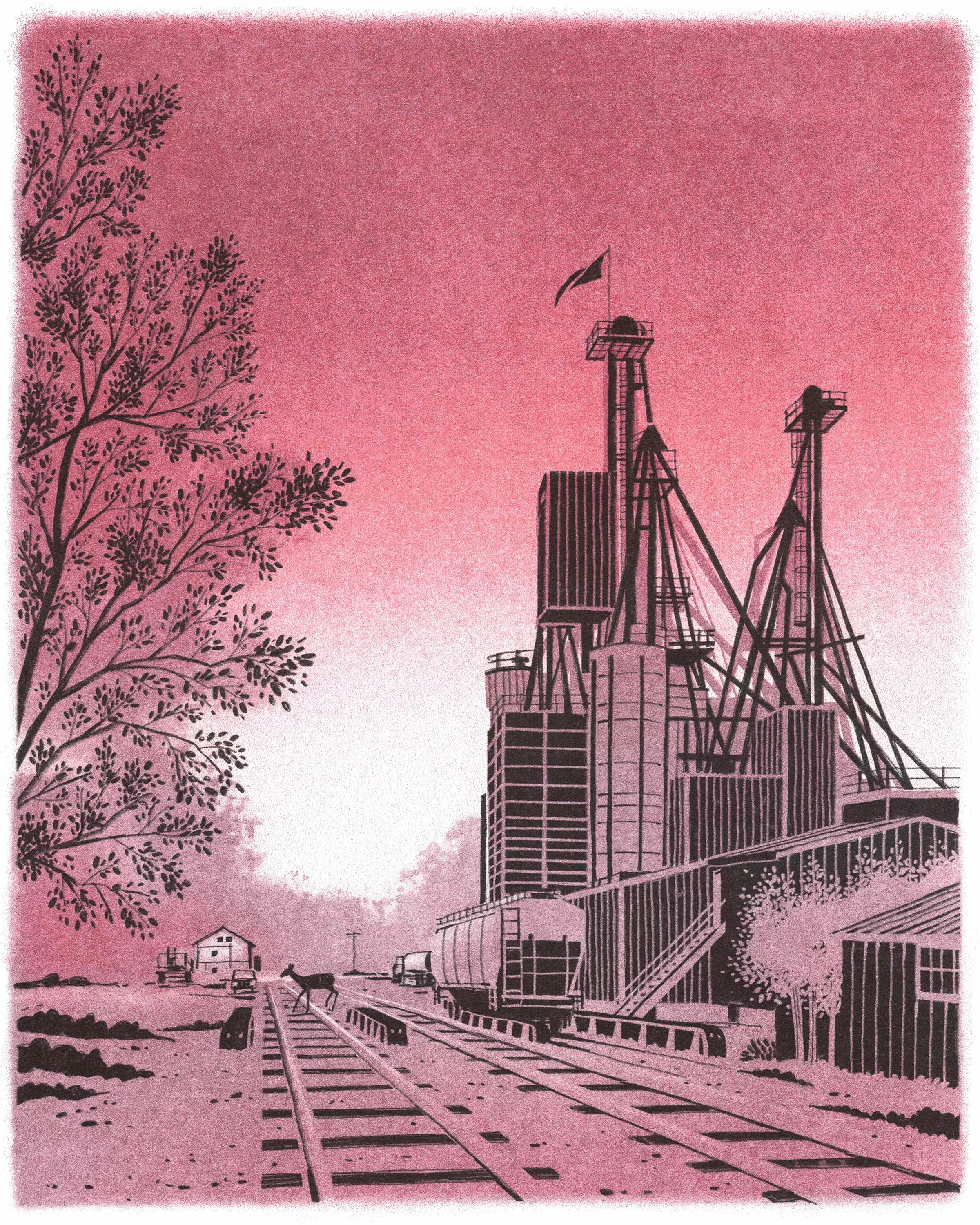 Risograph print: Narrowsburg, NY