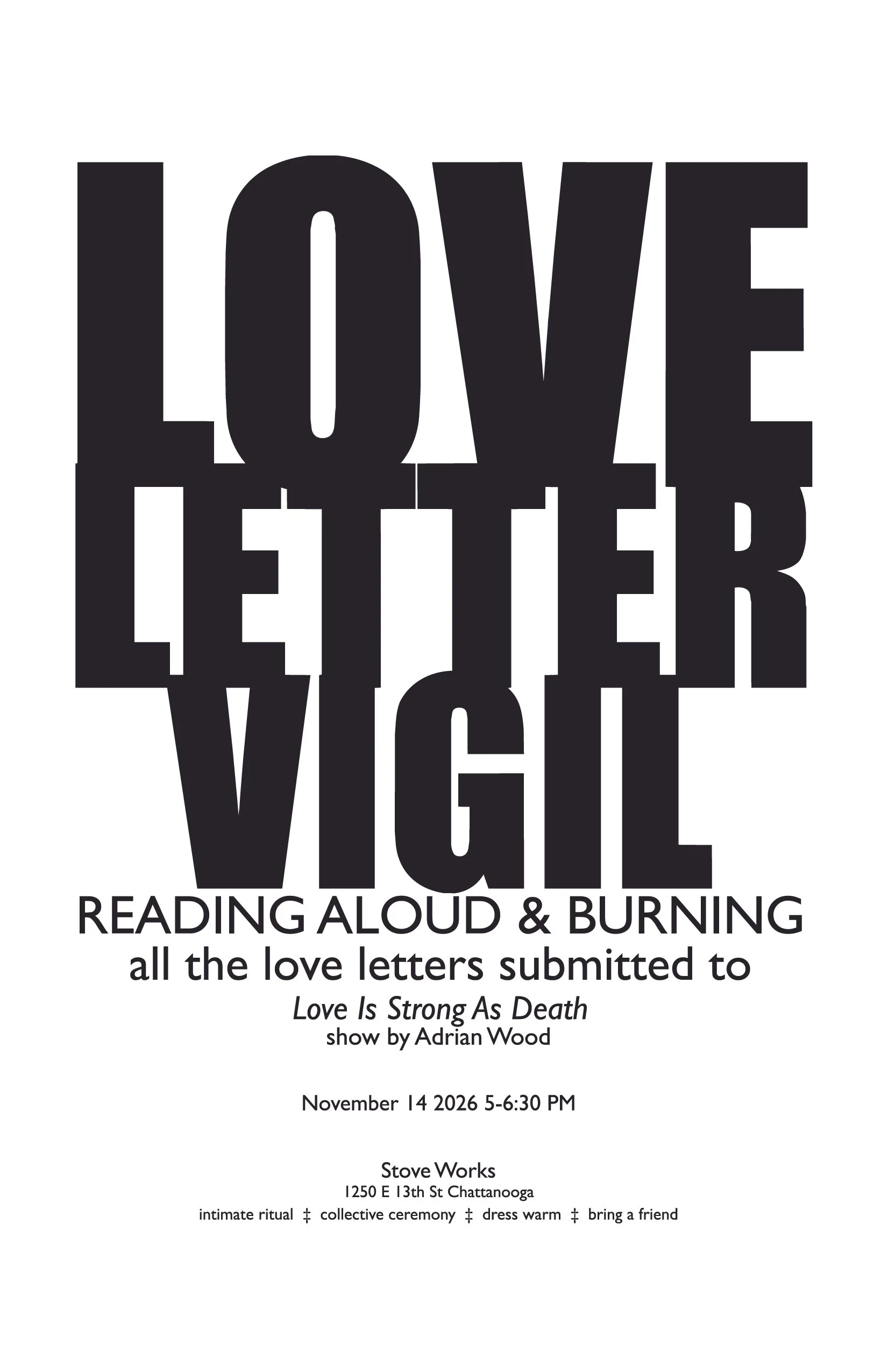 Love Letter Vigil: Love Is Strong As Death