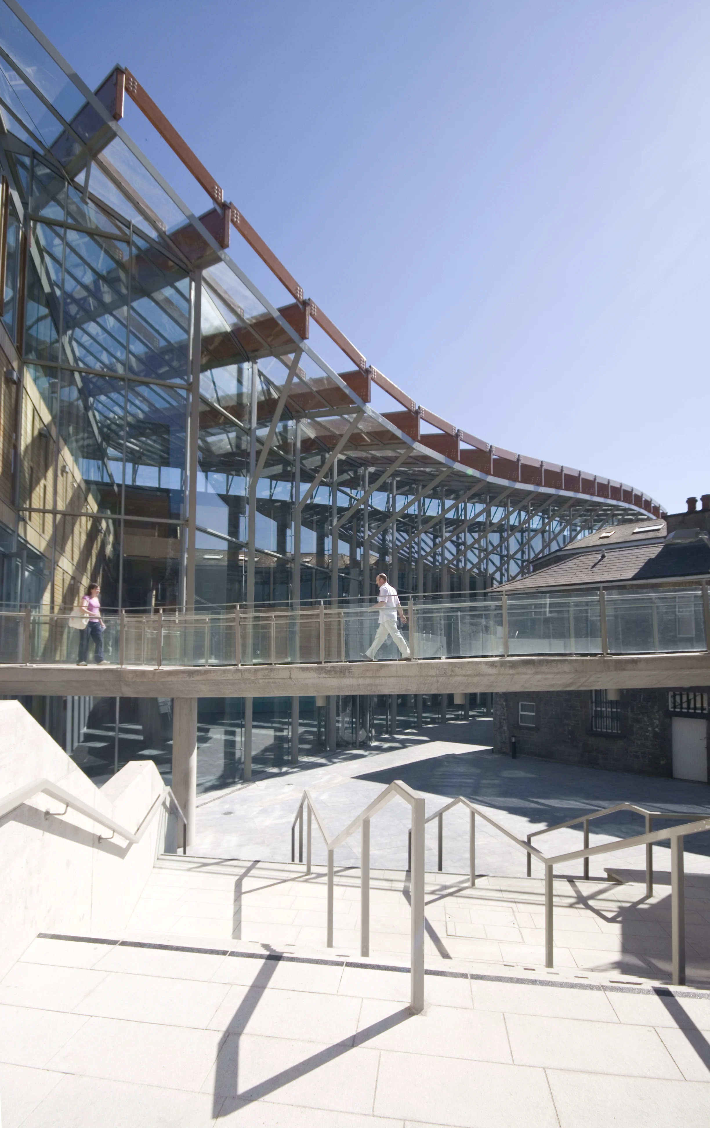 Fig. 1 bridge entrance to public library, main external public staircase