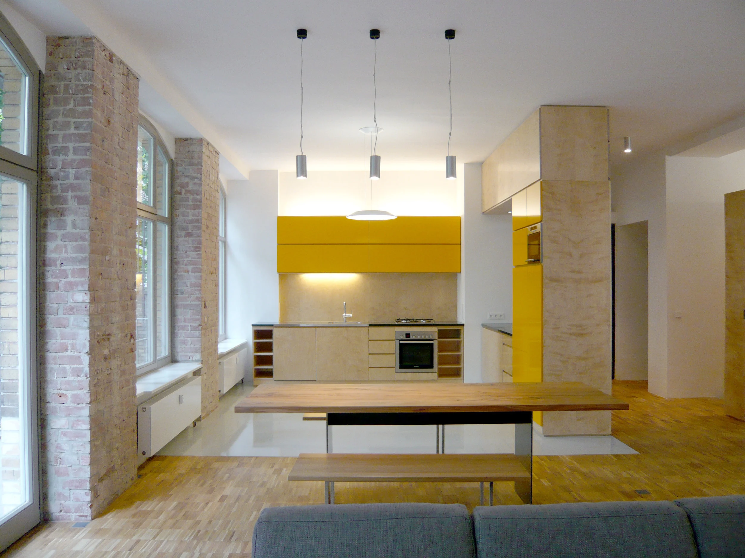  Fig. 2  Apartment kitchen and living space 