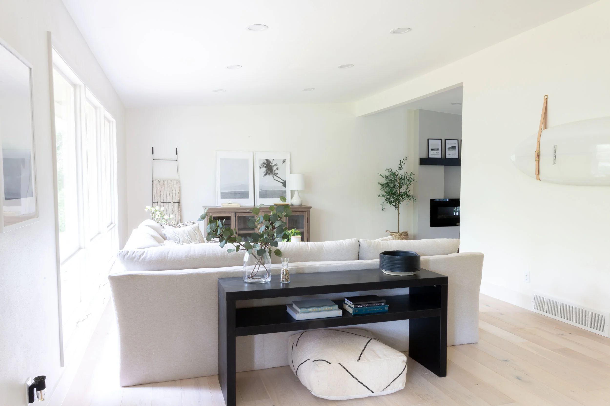 Sectional Sofa: Midwest Discount Furniture | Hardwood Floors: Home Depot