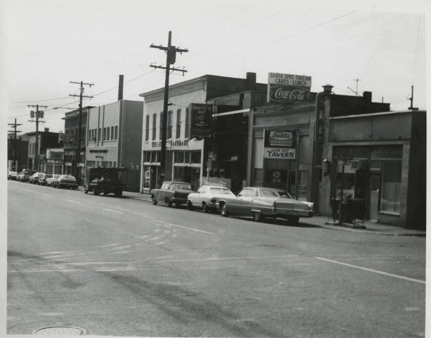 Ballard Avenue circa late 1970s - Fishermen’s Building in the background