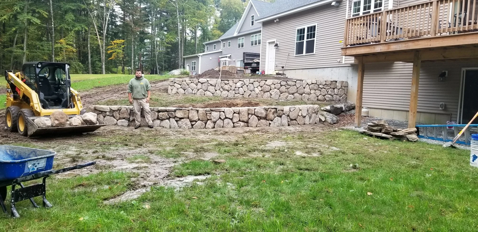 Multi level rock wall