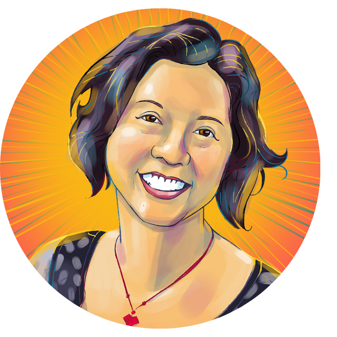 Colorful graphic illustration of Dr Lynn Chang of Career Zen
