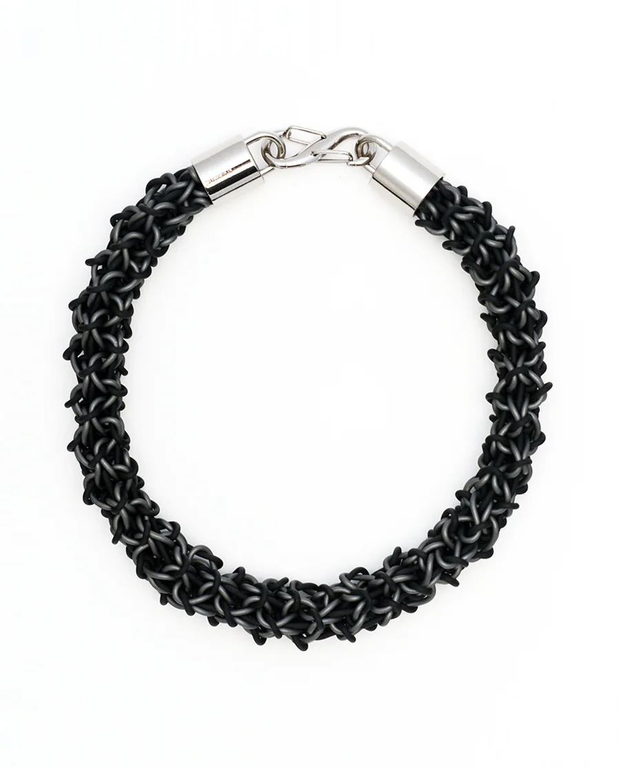 In Stitches Necklace in black & gray