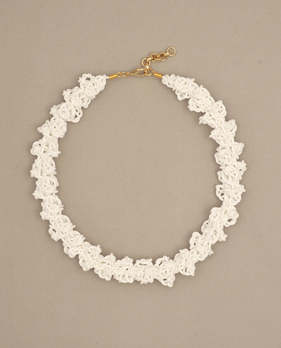 Popcorn Necklace in White