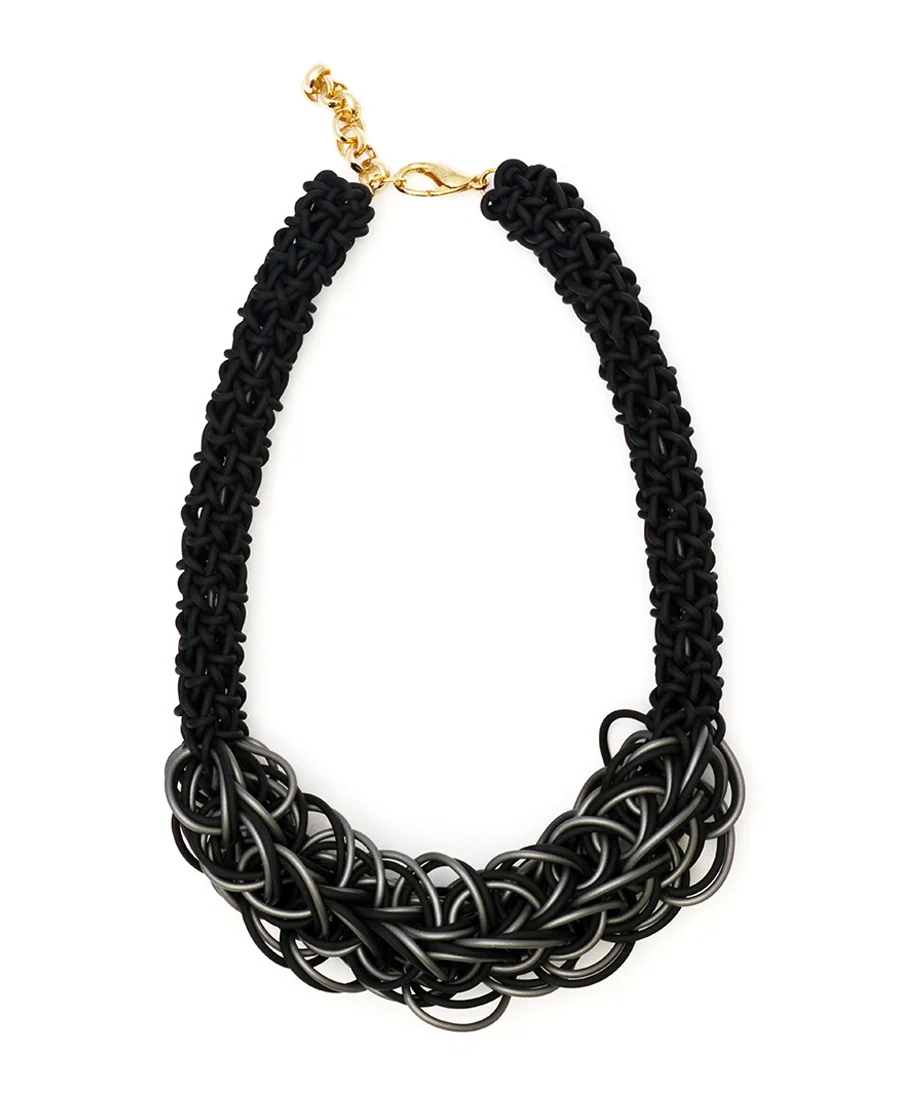 Double Necklace Helix in Black & Gray