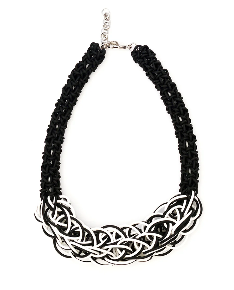 Double Helix Necklace in Black & White