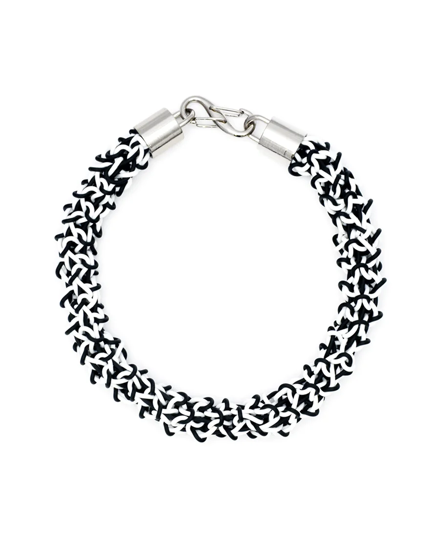 In Stitches Necklace in Black & White