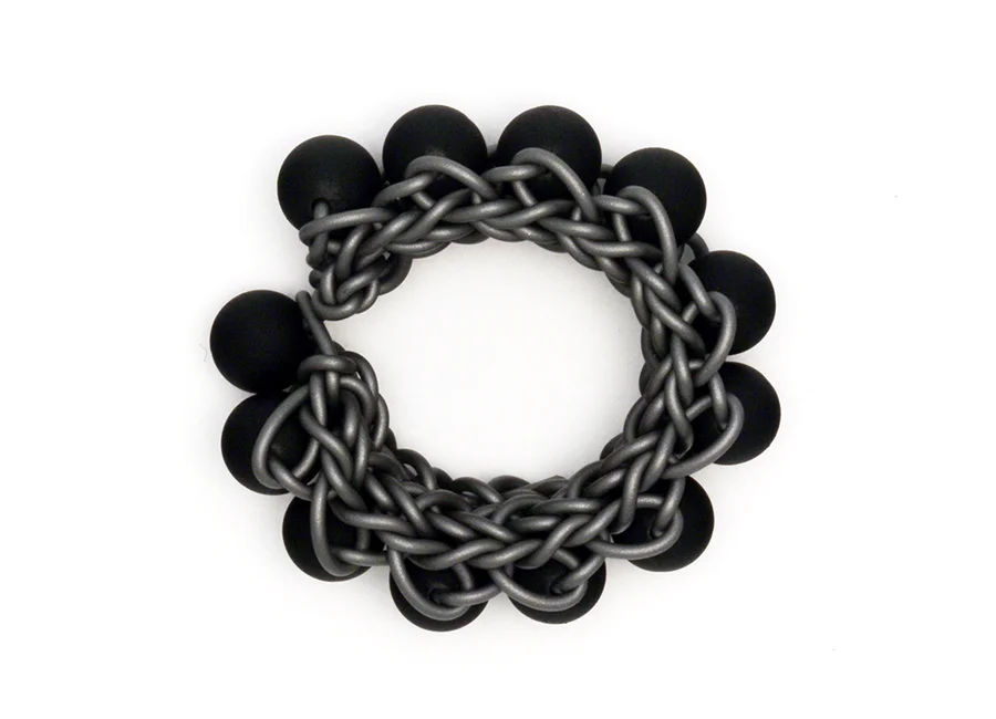 Pea Pod Bracelet in Gray with Black Beads