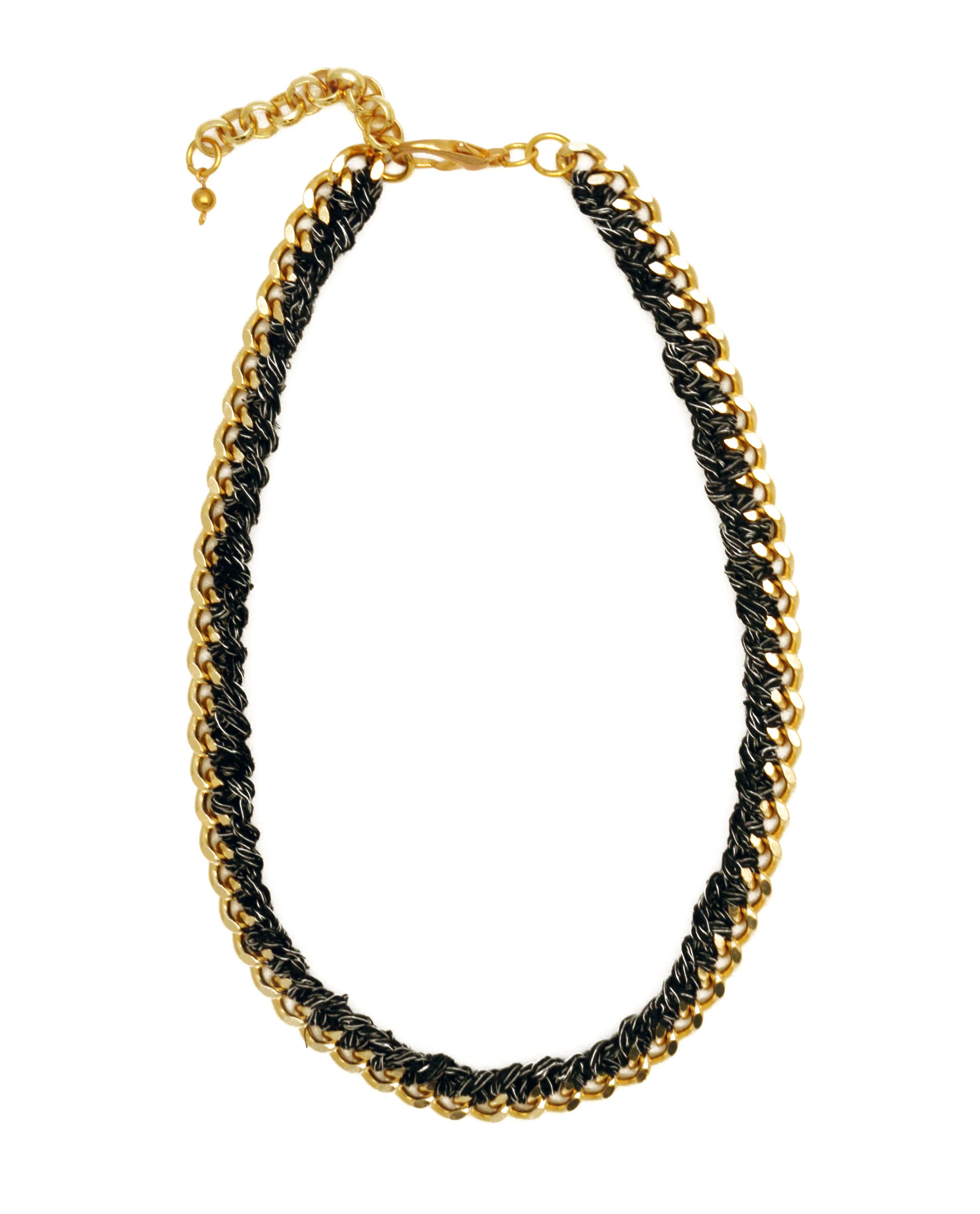 Single Weave Curb Necklace in Black