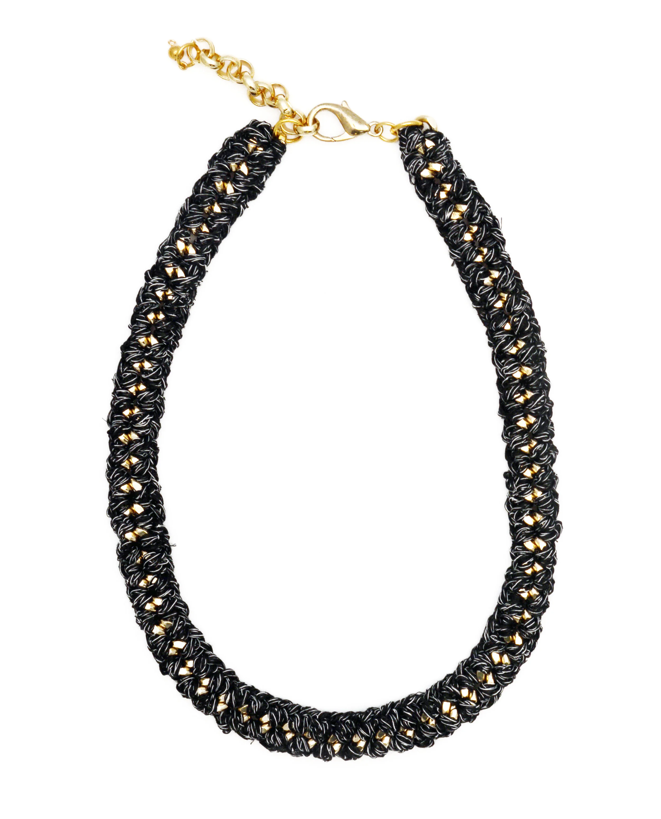 Double Weave Curb Necklace in Black