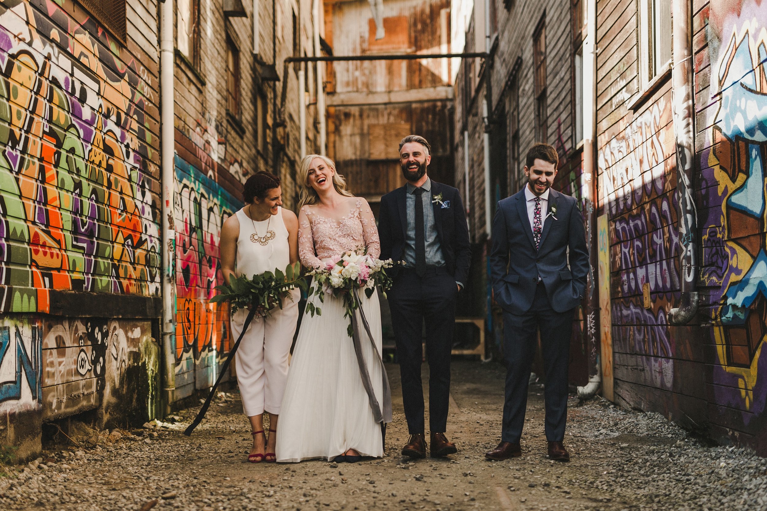 HOWE ABOUT FOREVA - Vancouver urban woodshop wedding by Shari + Mike photographers - wedding party
