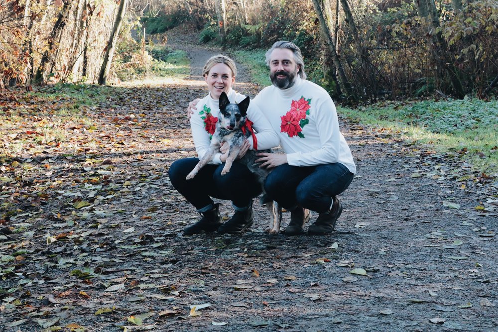 Modern family Christmas portrait