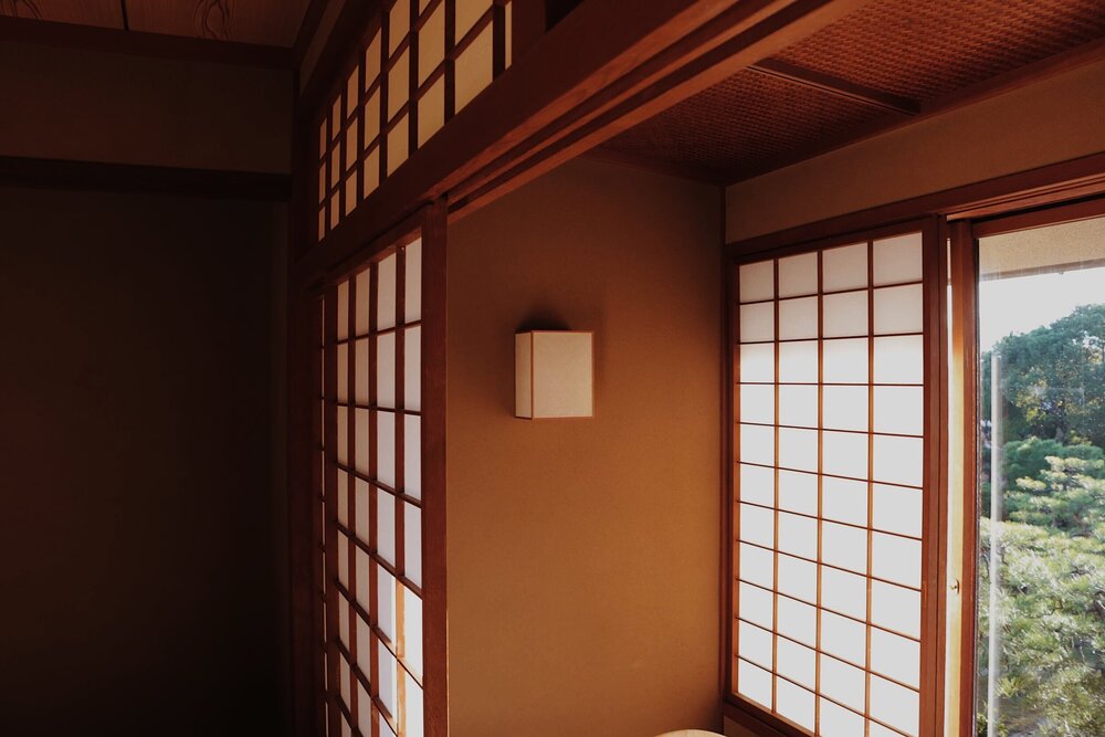 Rice paper windows at a Ryokan in Japan