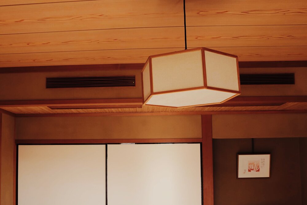 rice paper lighting at a ryokan