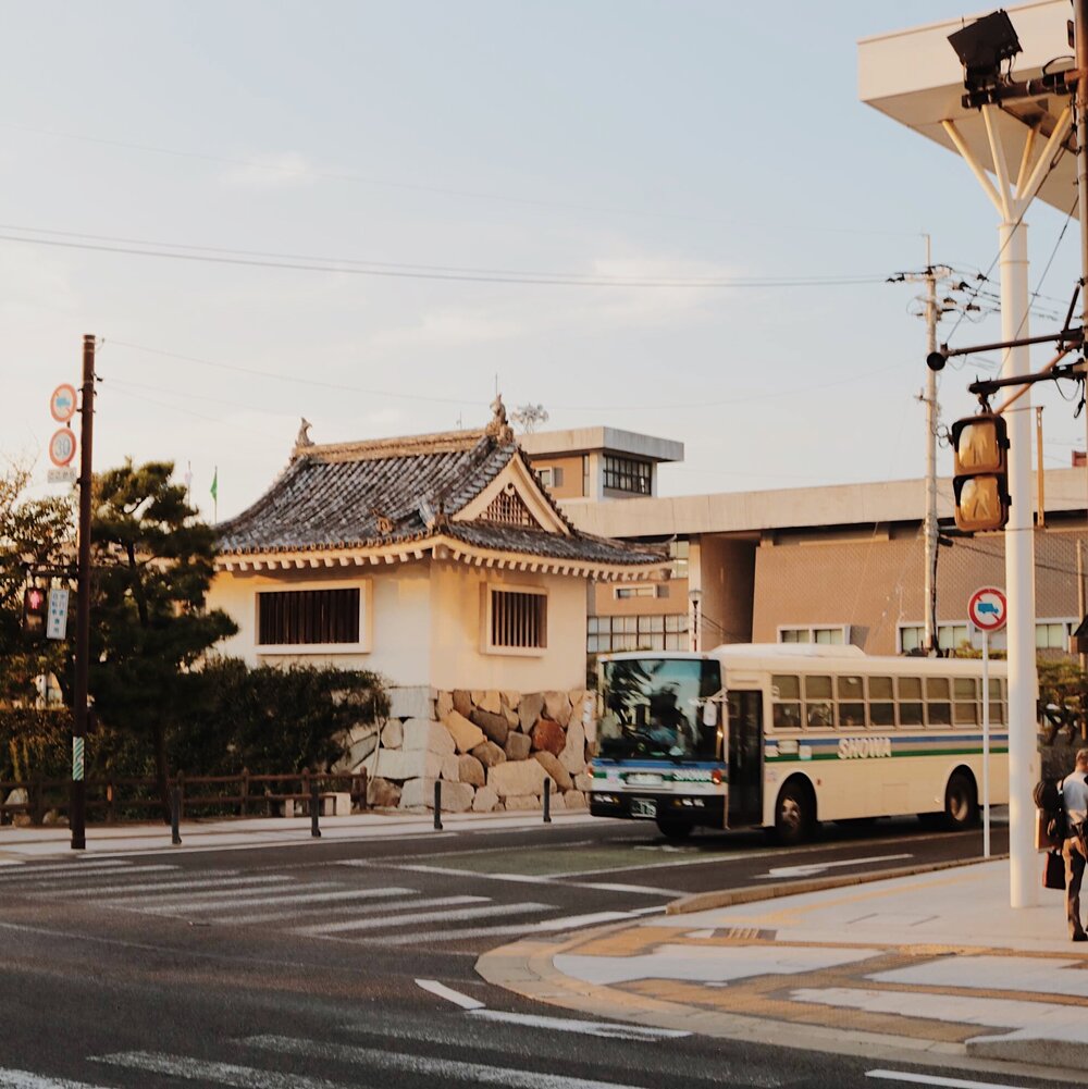 corner and public bus in Karatsu