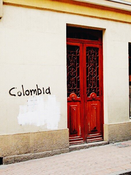 Brightly coloured door in Bogota Colombia