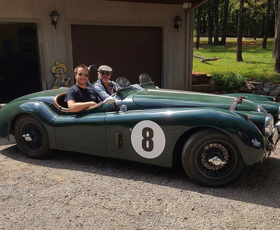 Ben and myself in my 1956 vintage racing Jaguar XK140