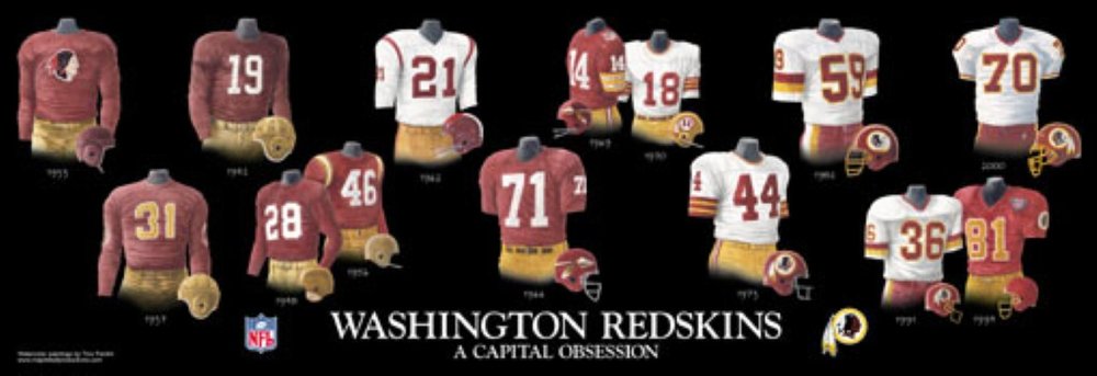 redskins jerseys through years