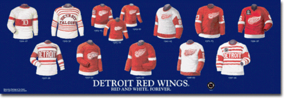 NHL Detroit Red Wings 1926-27 uniform and jersey original art