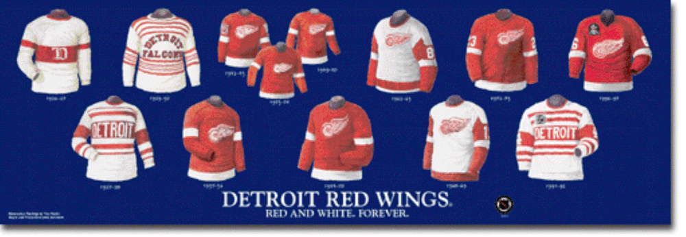 NHL Detroit Red Wings 1991-92 uniform and jersey original art