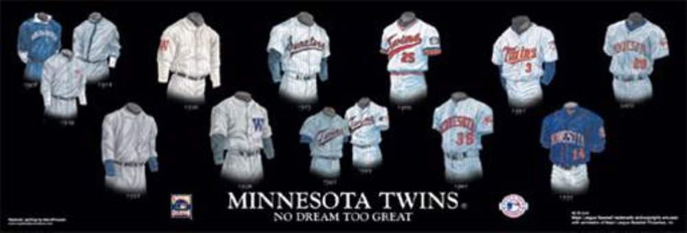 Framed Evolution History Minnesota Twins Uniforms Print — The