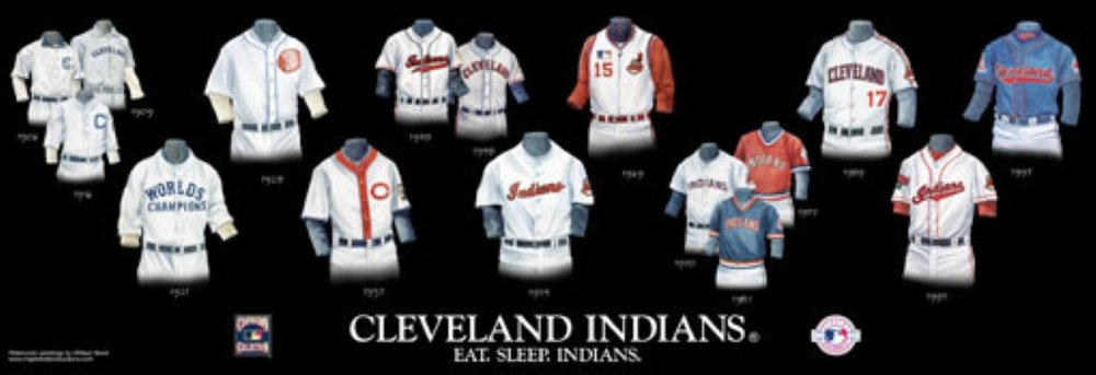 Personalized Framed Evolution History Cleveland Indians Uniforms