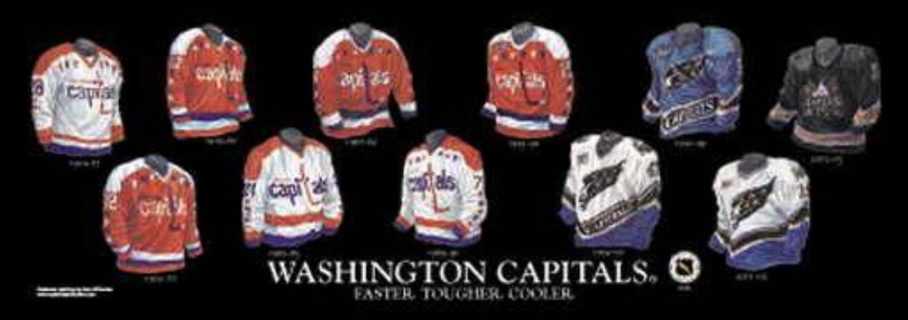 Framed Evolution History Washington Capitals Uniforms Print