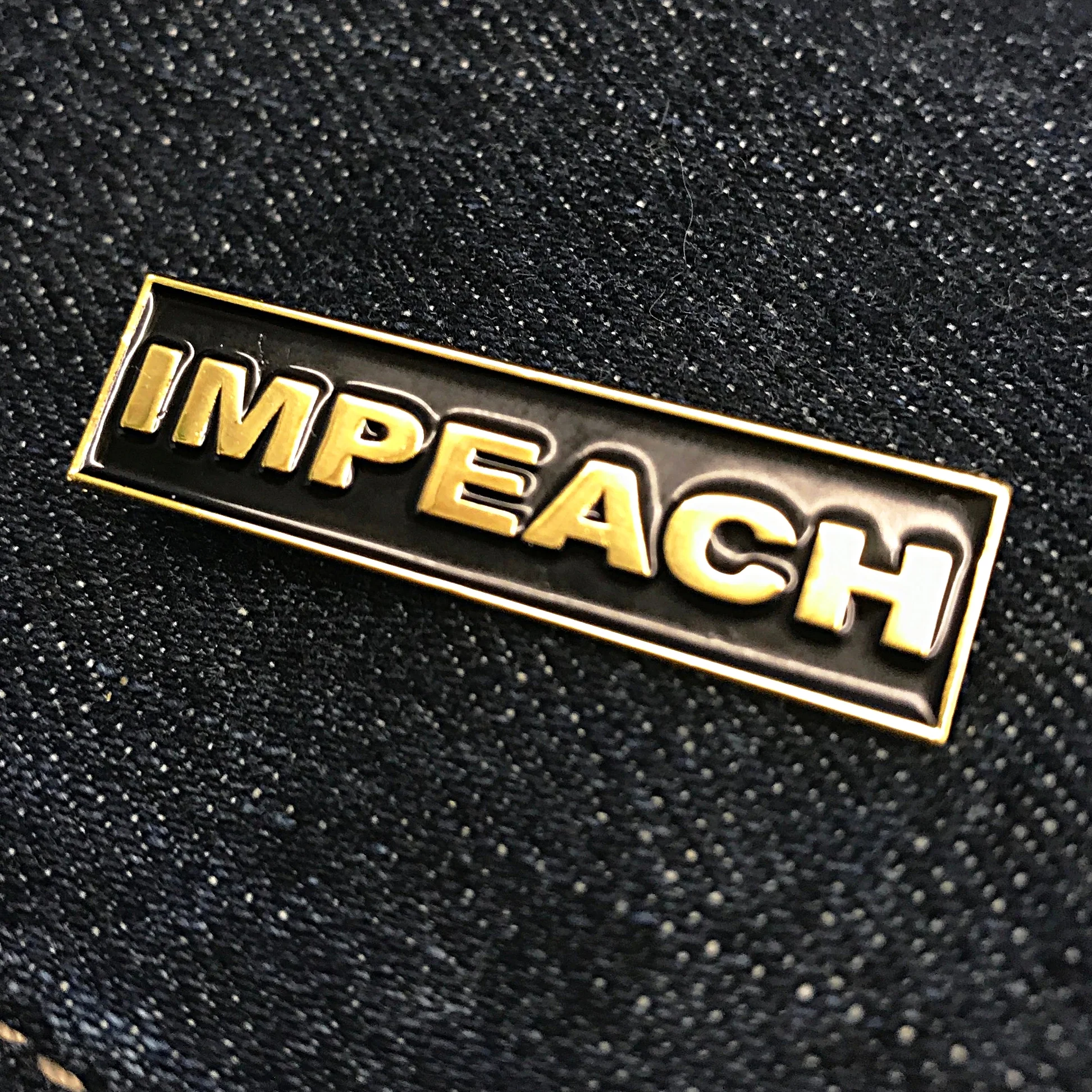 "Impeach" Anti-Trump, Pro-America Black and Gold-Tone Enamel Lapel Pin