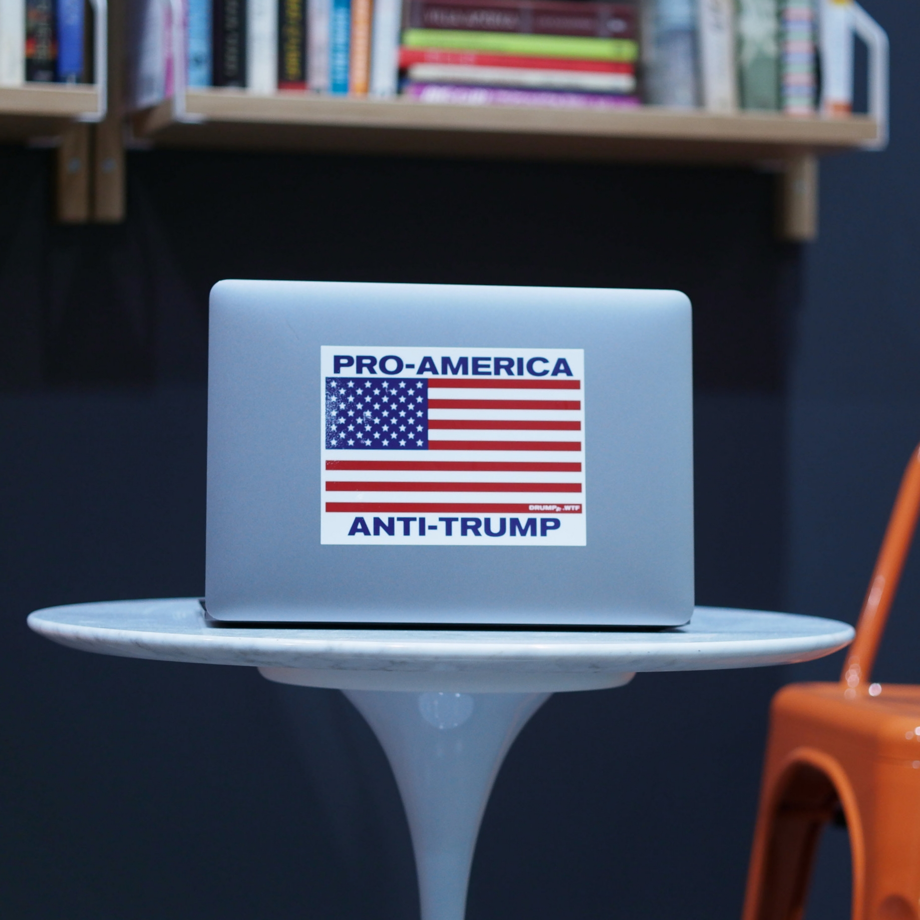 "Pro America, Anti-Trump” Patriotic USA Flag 4.5” x 6” Vinyl Bumper Sticker 