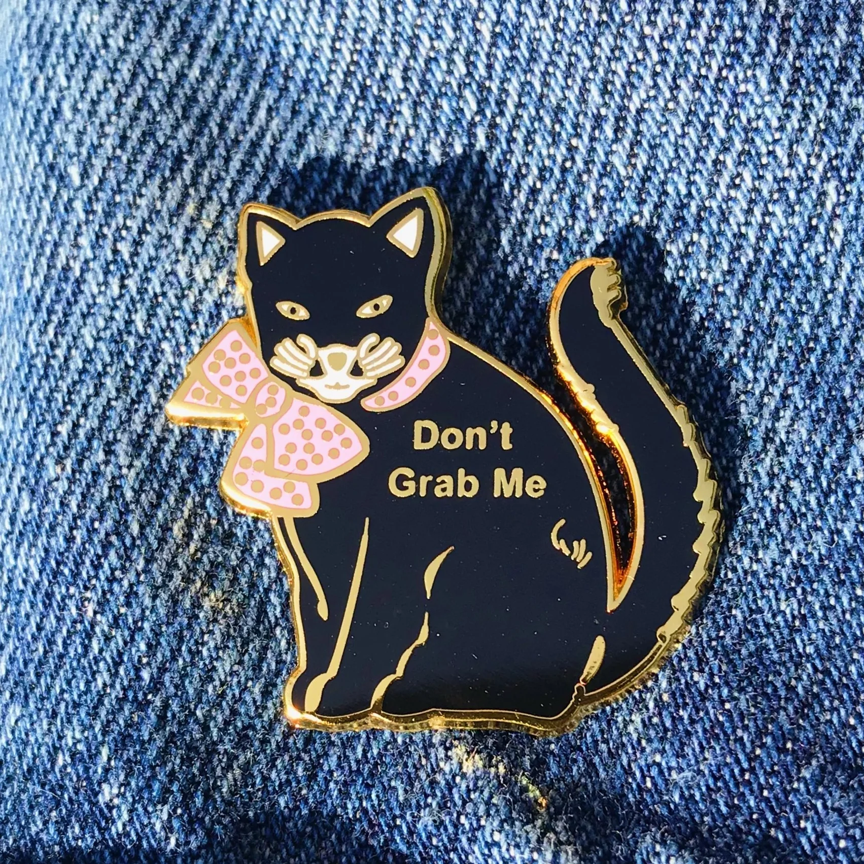 "Don't Grab Me" Anti-Trump, Pro-Feminist Dapper Pussycat Enamel Lapel Pin