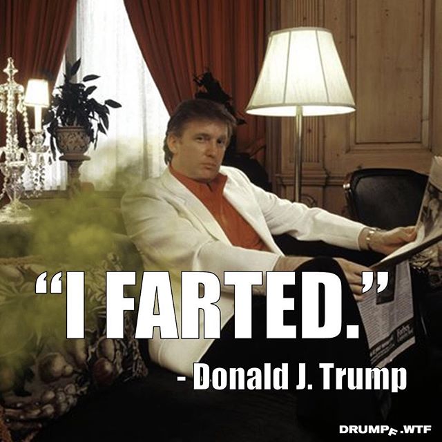 He who smelt it dealt it. The Drumpf.WTF research team informed us that our juvenile, potty humor posts get the most social engagement. We expect this photo to be double tapped and liked about 50,000 times. #fart #farts #farting #fartfetish #stink #s