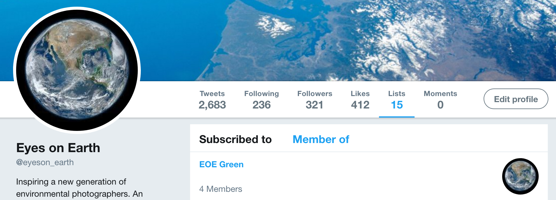 Eyes On Earth shows 15 Twitter Lists, some our own, some from others we subscribe to. GO HERE