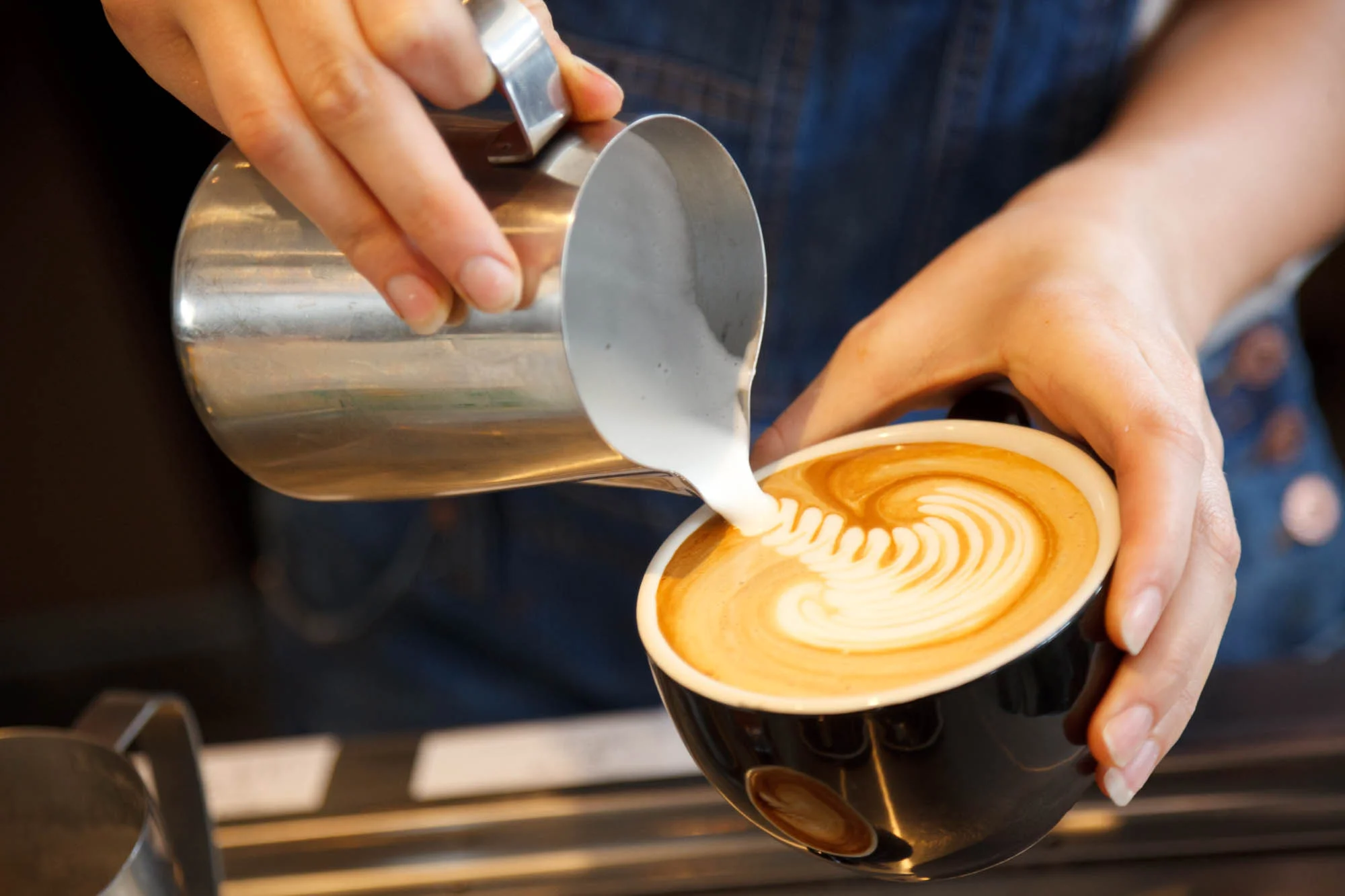 Excellent Coffee being poured at West Juliet Cafe in Sydney Aust