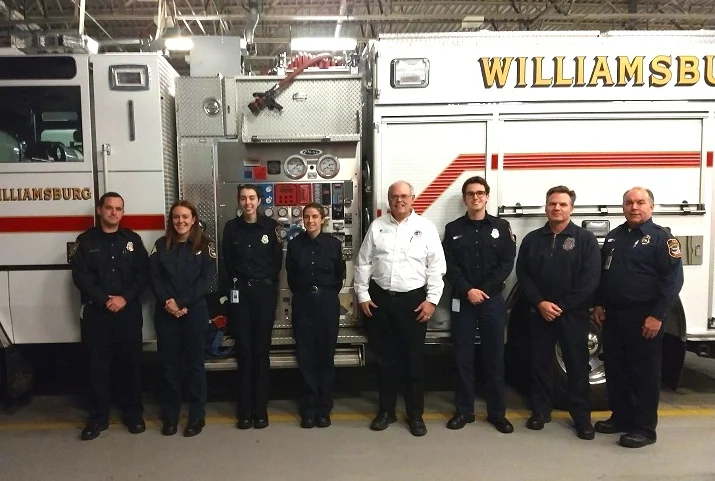From left to right: Fire Sergeant/Operations Lieutenant, Collegiate Sergeant, Secretary, Treasurer, Councilman Ted Maslin, EMS Sergeant, Vice President, and President.