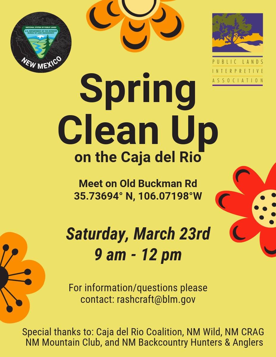 MARK YOUR CALENDARS! SATURDAY, MARCH 23, 2024

Come clean up the dirt road out to Diablo Canyon in Santa Fe! 

Full details on our website:
https://www.nmmountainclub.org/upcoming