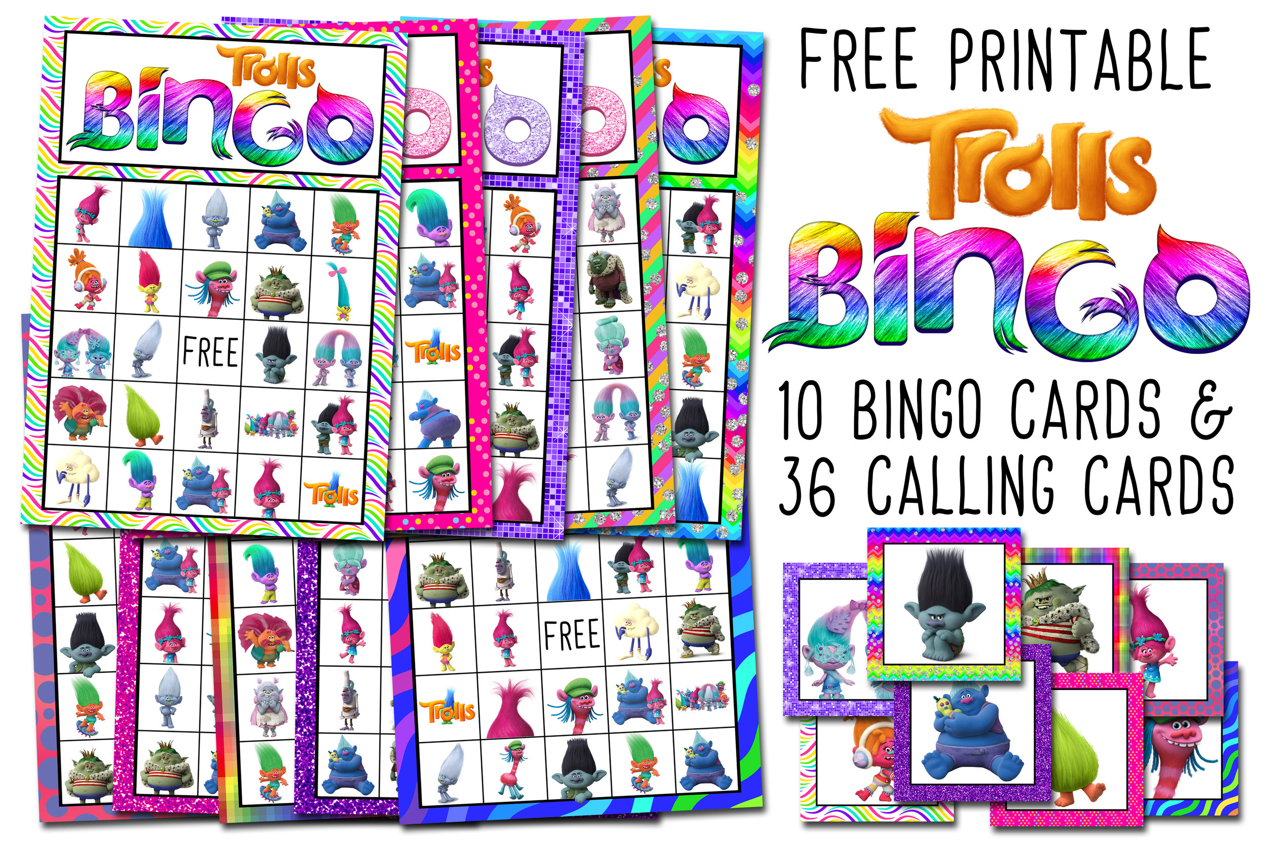 Free Trolls Printable Bingo Game Cards